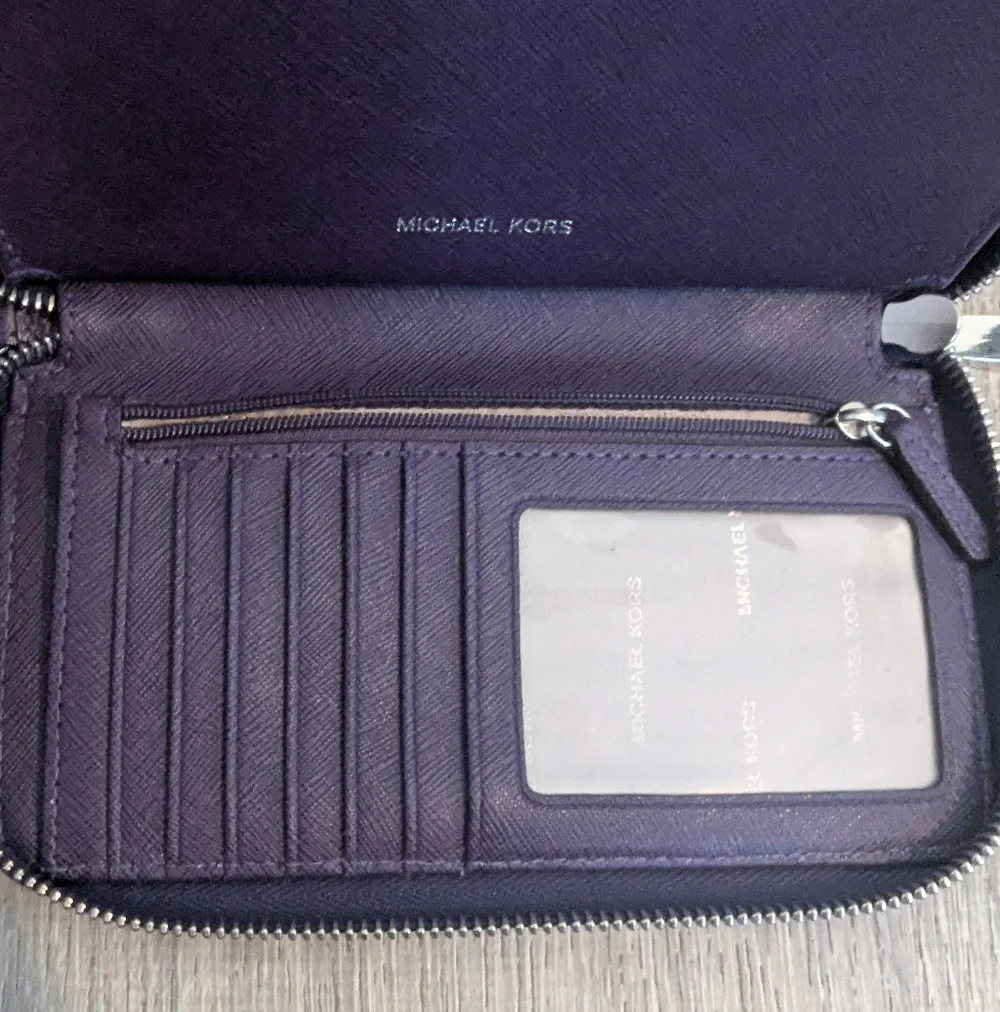 Michael Kors Dark Purple Leather Wallet Wristlet